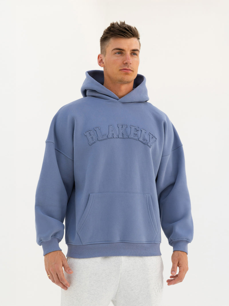 Tonal Varsity Relaxed Hoodie - Granite Blue