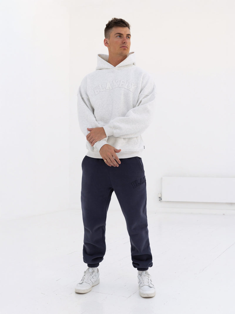 Tonal Varsity Relaxed Hoodie - Marl White