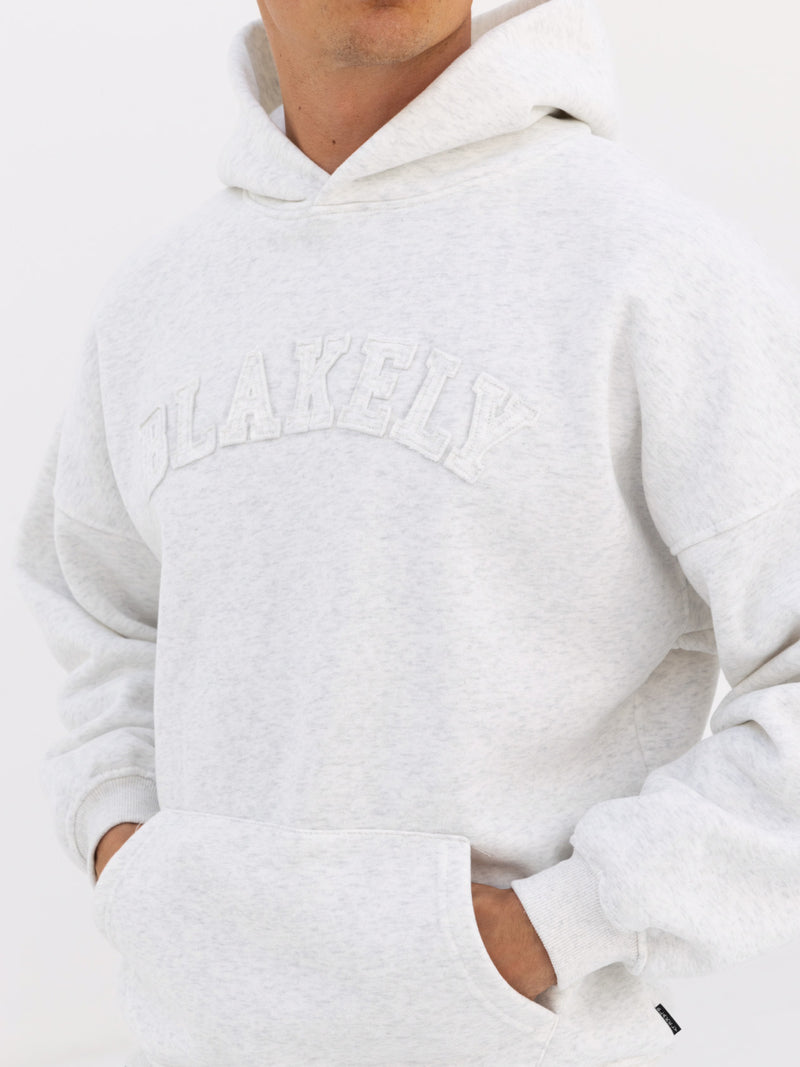 Tonal Varsity Relaxed Hoodie - Marl White