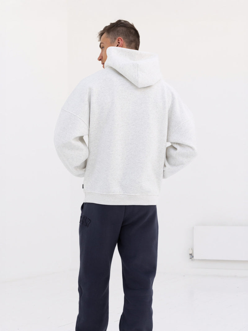 Tonal Varsity Relaxed Hoodie - Marl White