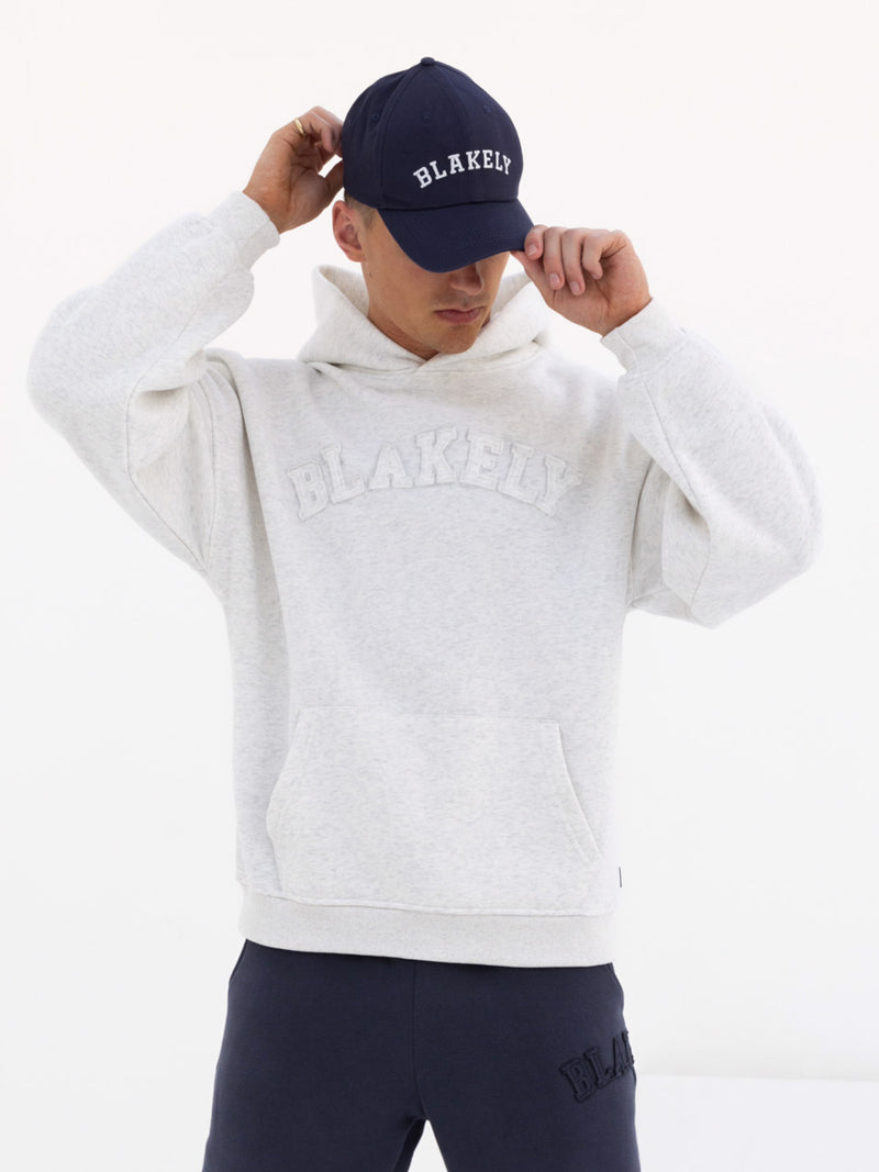 Tonal Varsity Relaxed Hoodie - Marl White