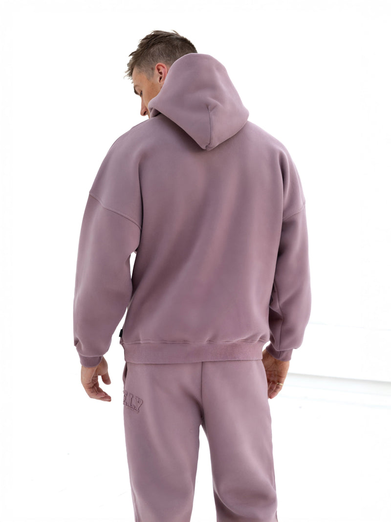 Tonal Varsity Relaxed Hoodie - Soft Mauve