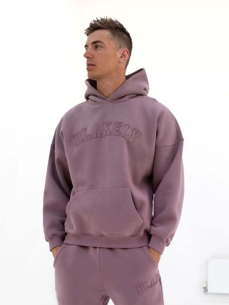 Tonal Varsity Relaxed Hoodie - Soft Mauve