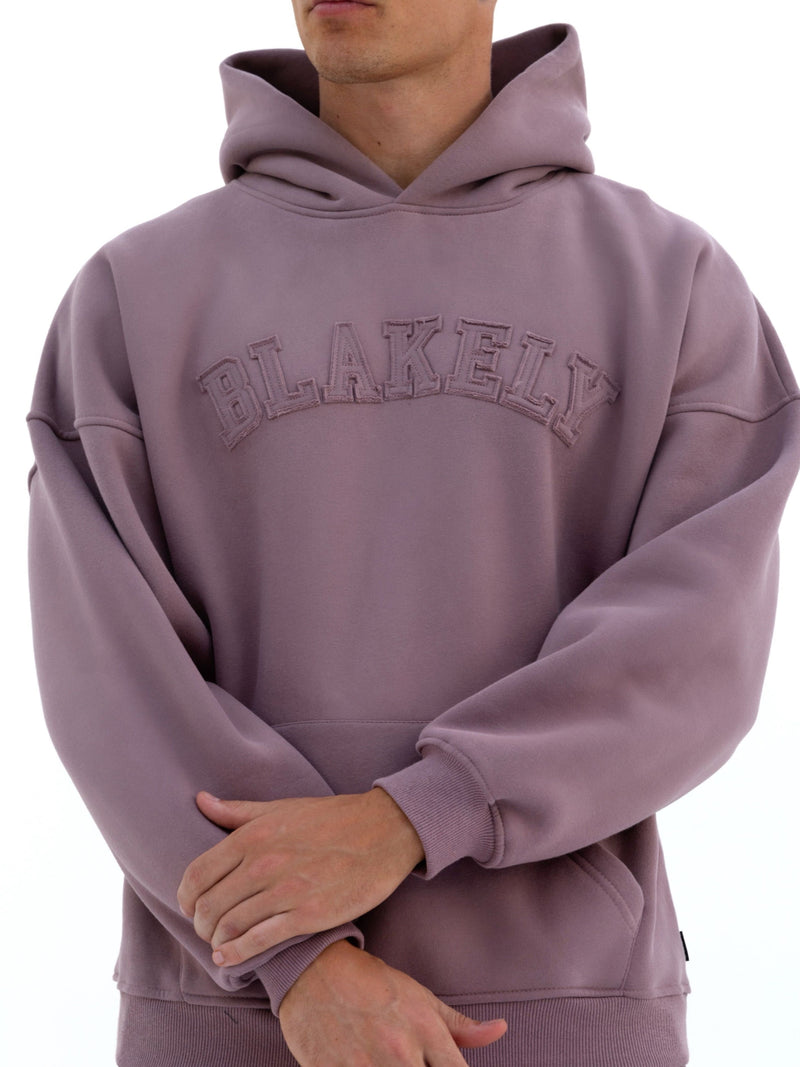Tonal Varsity Relaxed Hoodie - Soft Mauve