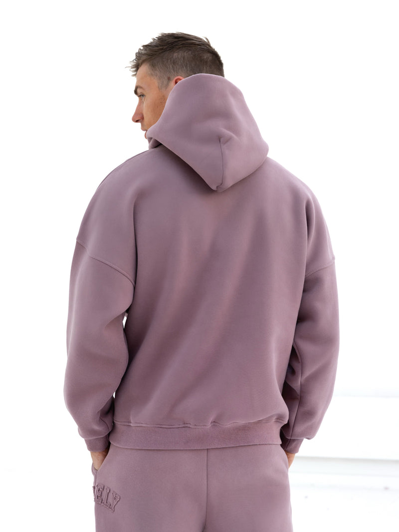Tonal Varsity Relaxed Hoodie - Soft Mauve