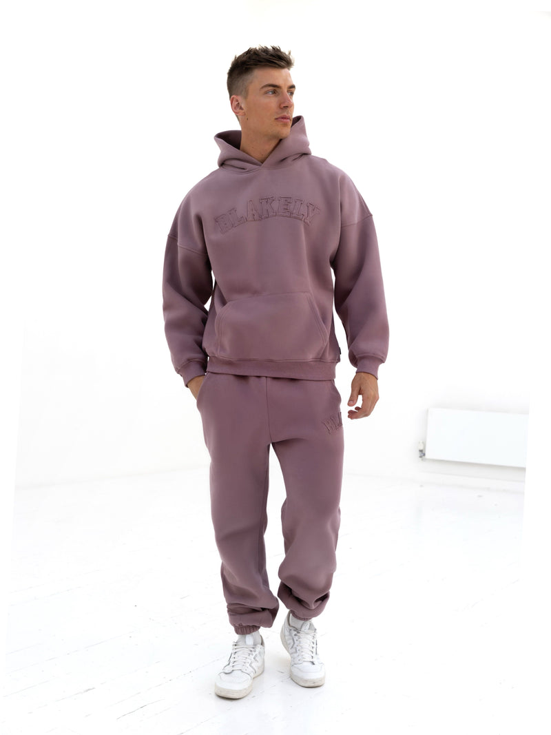 Tonal Varsity Relaxed Hoodie - Soft Mauve
