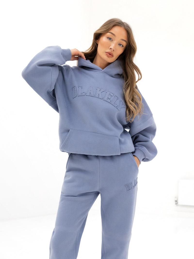 Tonal Varsity Oversized Hoodie - Granite Blue