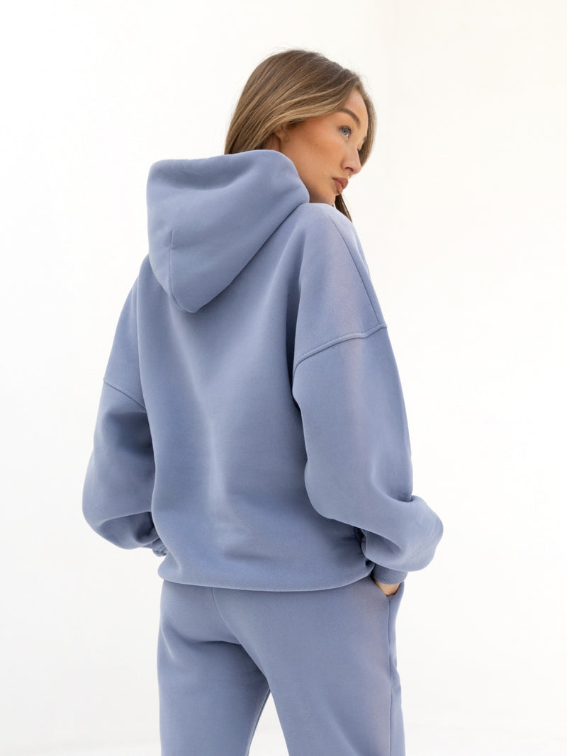 Tonal Varsity Oversized Hoodie - Granite Blue