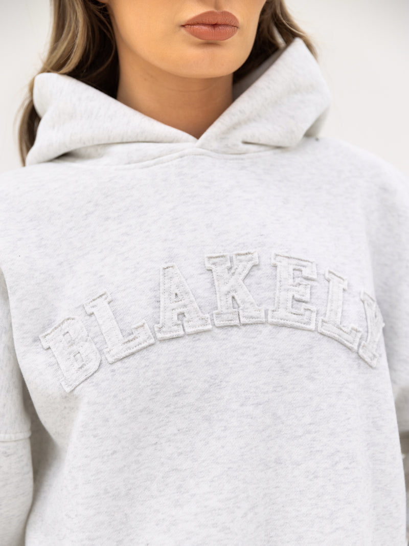 Tonal Varsity Oversized Hoodie - Marl White