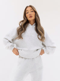 Tonal Varsity Oversized Hoodie - Marl White
