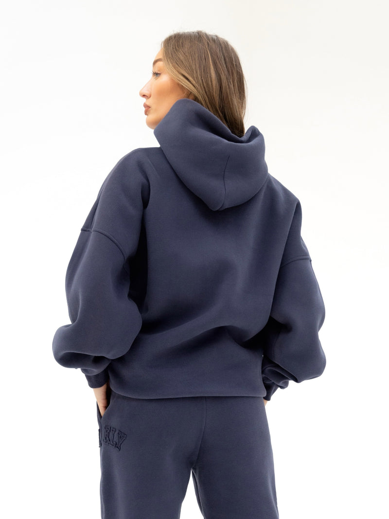 Tonal Varsity Oversized Hoodie - True Navy