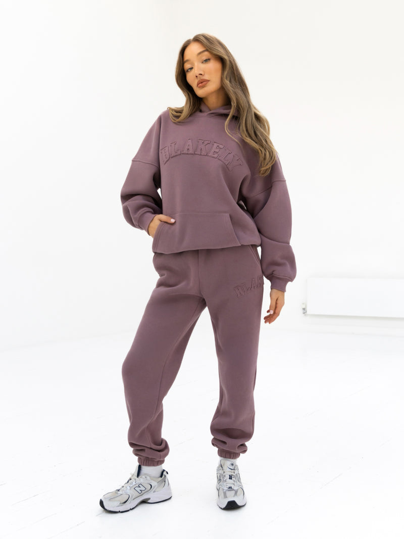 Tonal Varsity Oversized Hoodie - Soft Mauve