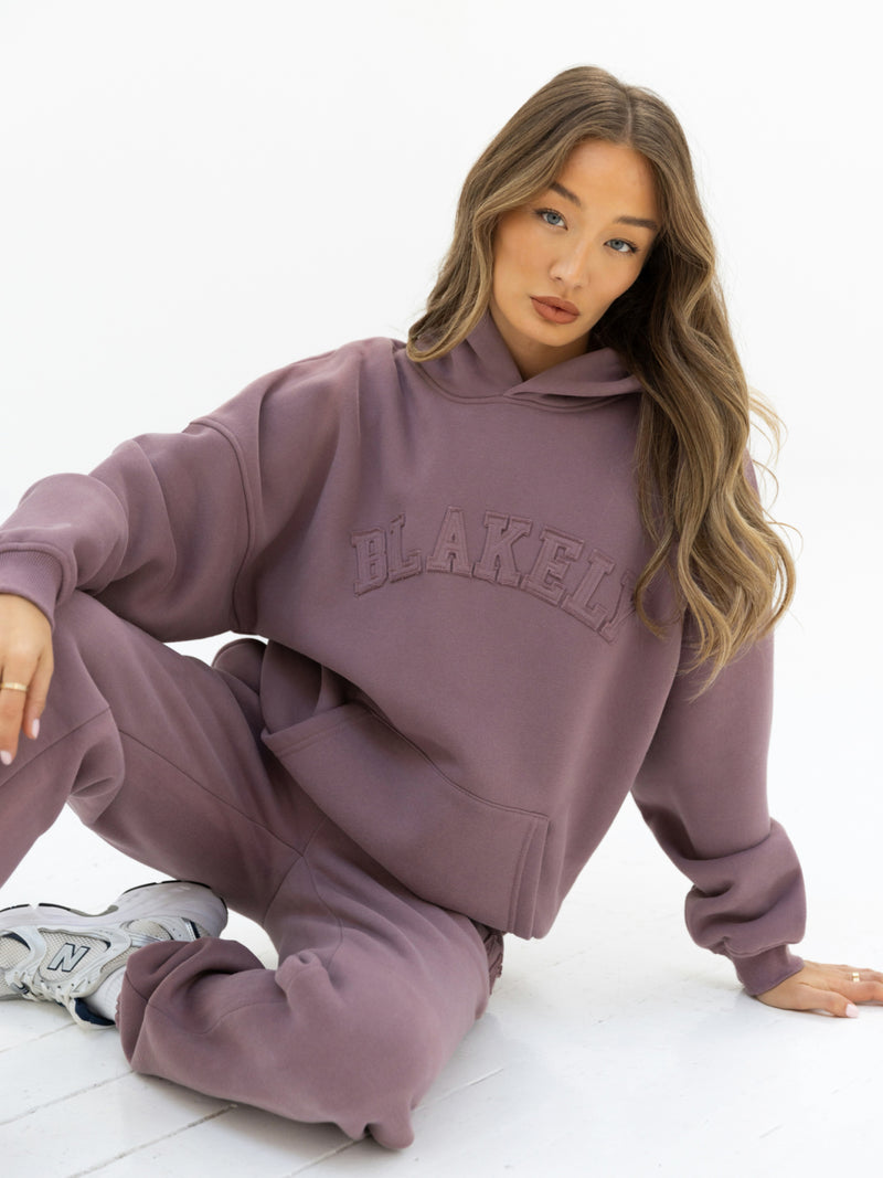 Tonal Varsity Oversized Hoodie - Soft Mauve