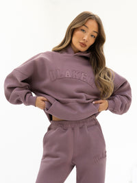 Tonal Varsity Oversized Hoodie - Soft Mauve