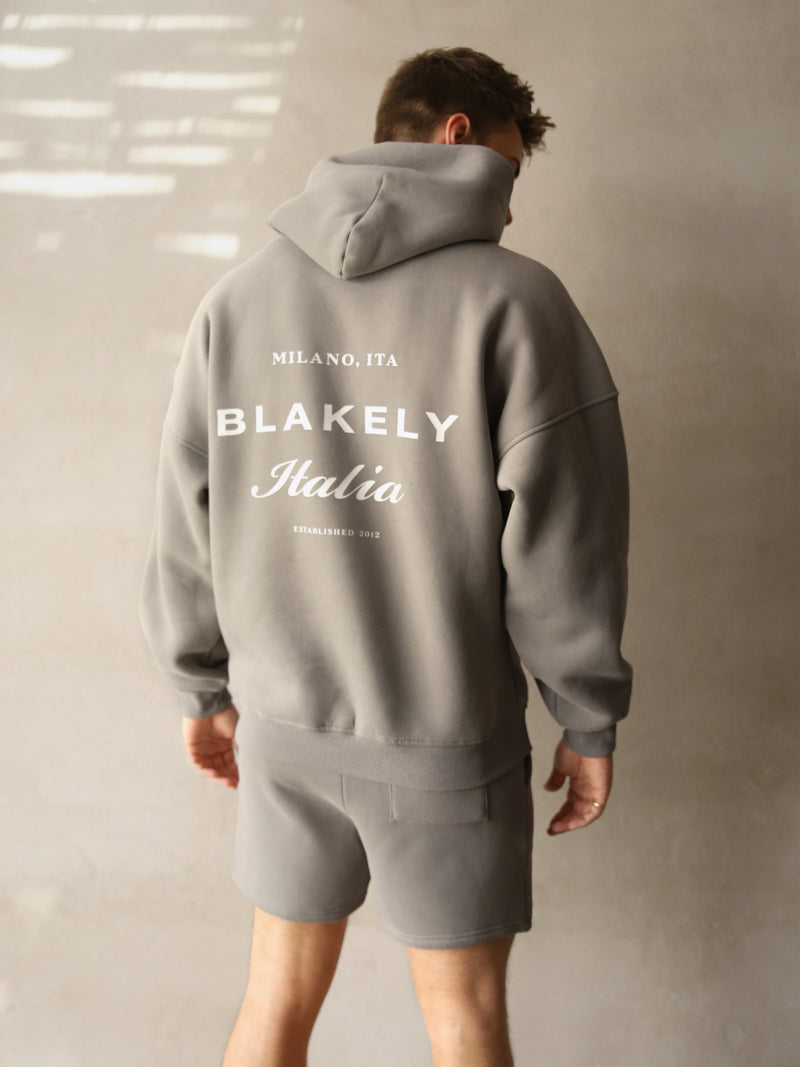 Italia Relaxed Hoodie - Stone Grey