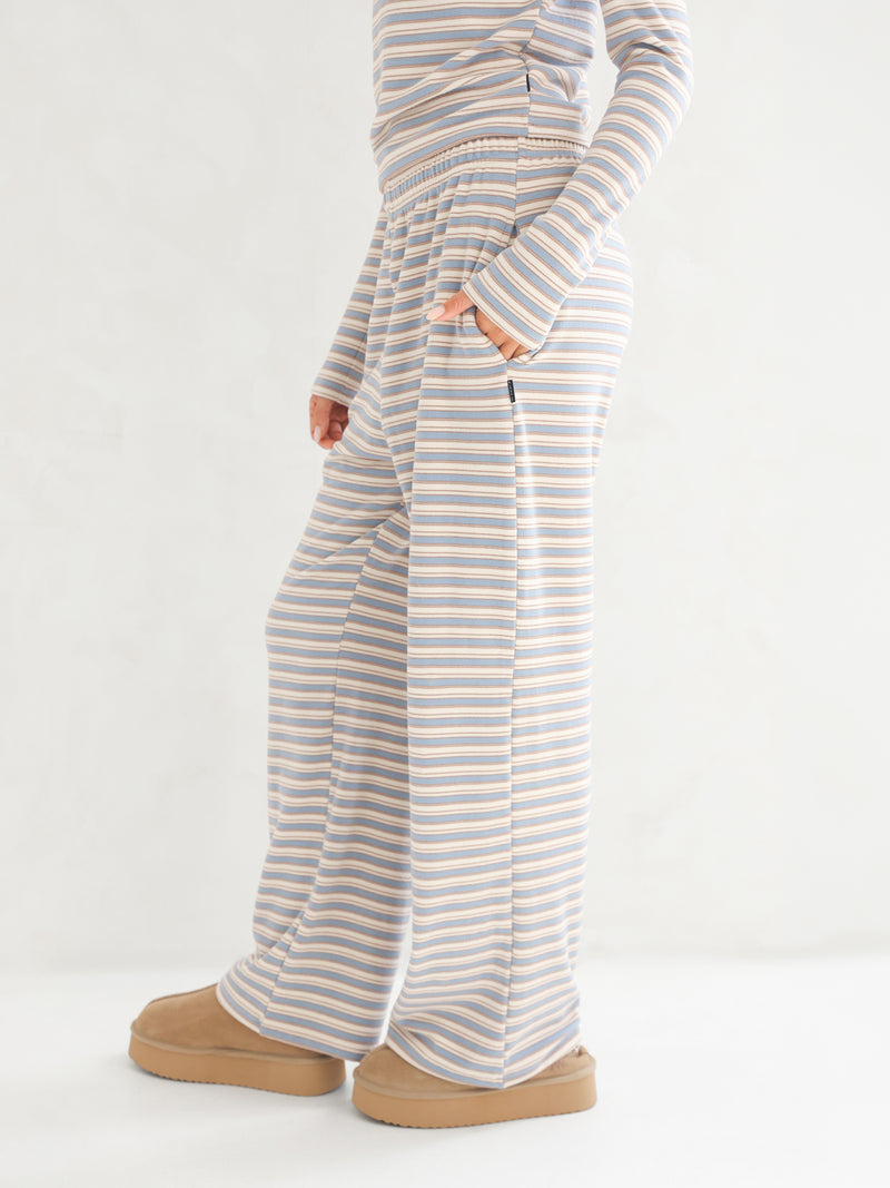 Sadie Stripe Wide Leg Trousers - Rayures Bleu Layette