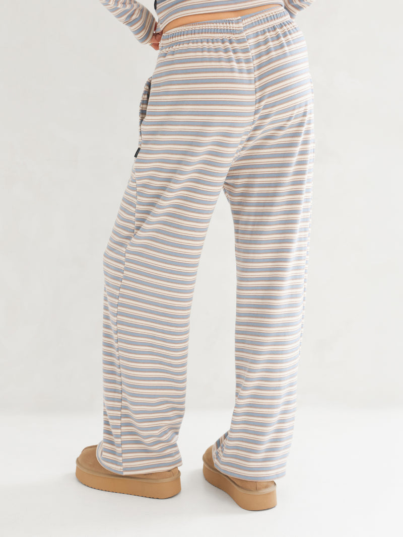 Sadie Stripe Wide Leg Trousers - Rayures Bleu Layette