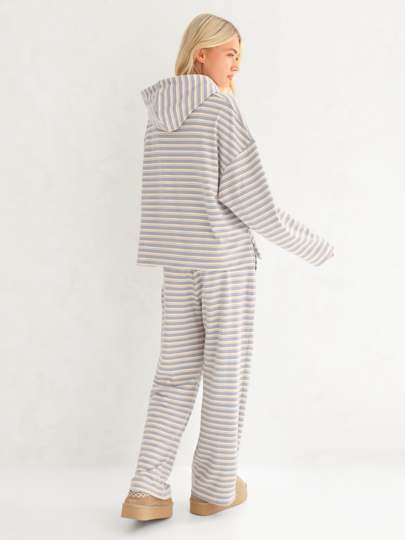 Sadie Stripe Wide Leg Trousers - Rayures Bleu Layette