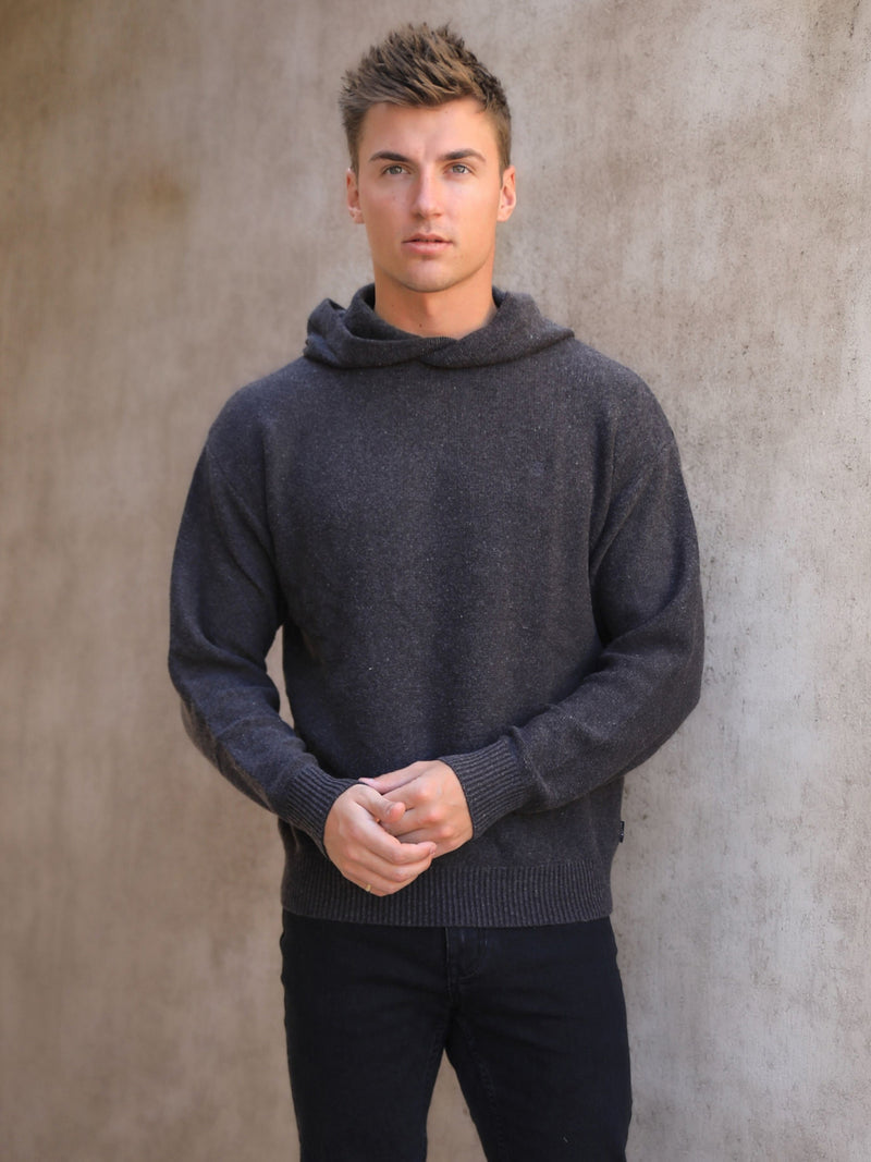 Huxley Knitted Hoodie - Charcoal