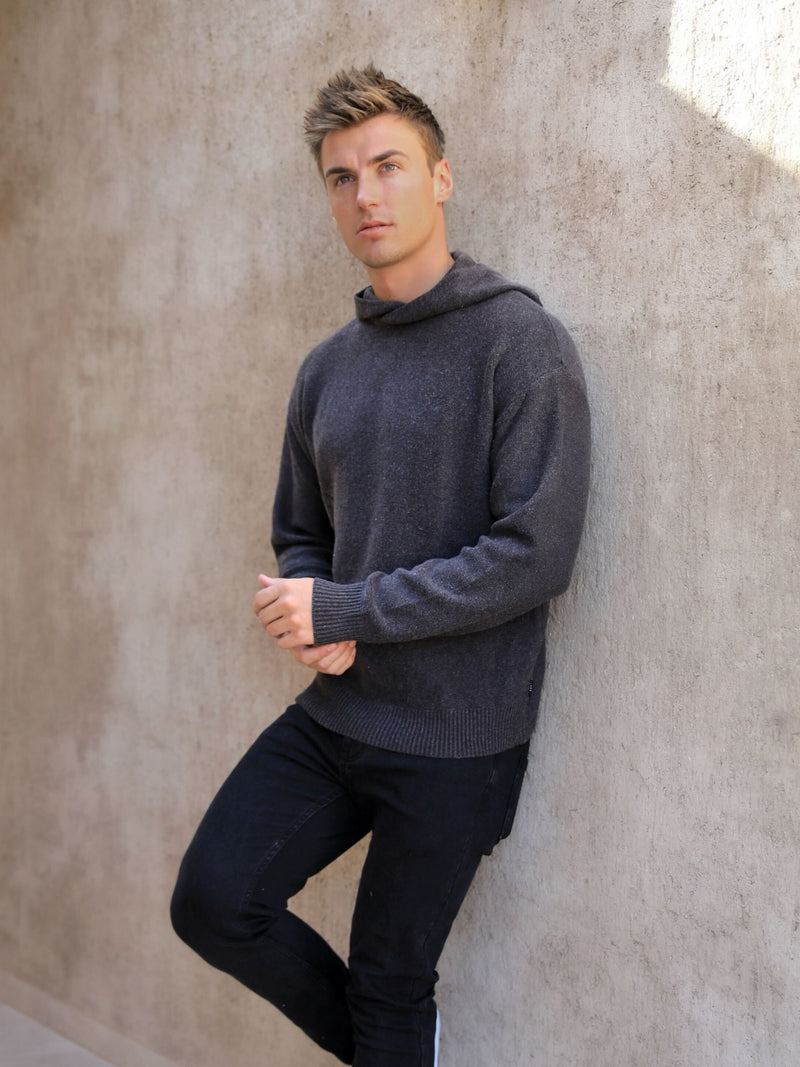 Huxley Knitted Hoodie - Charcoal