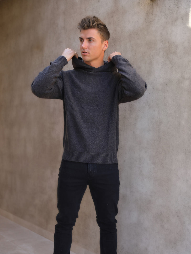 Huxley Knitted Hoodie - Charcoal