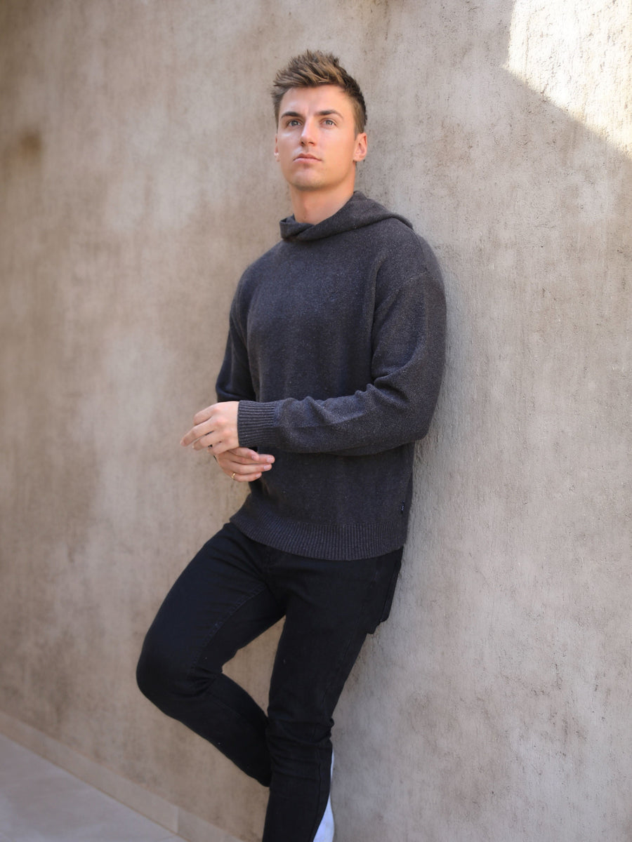 Huxley Knitted Hoodie - Charcoal