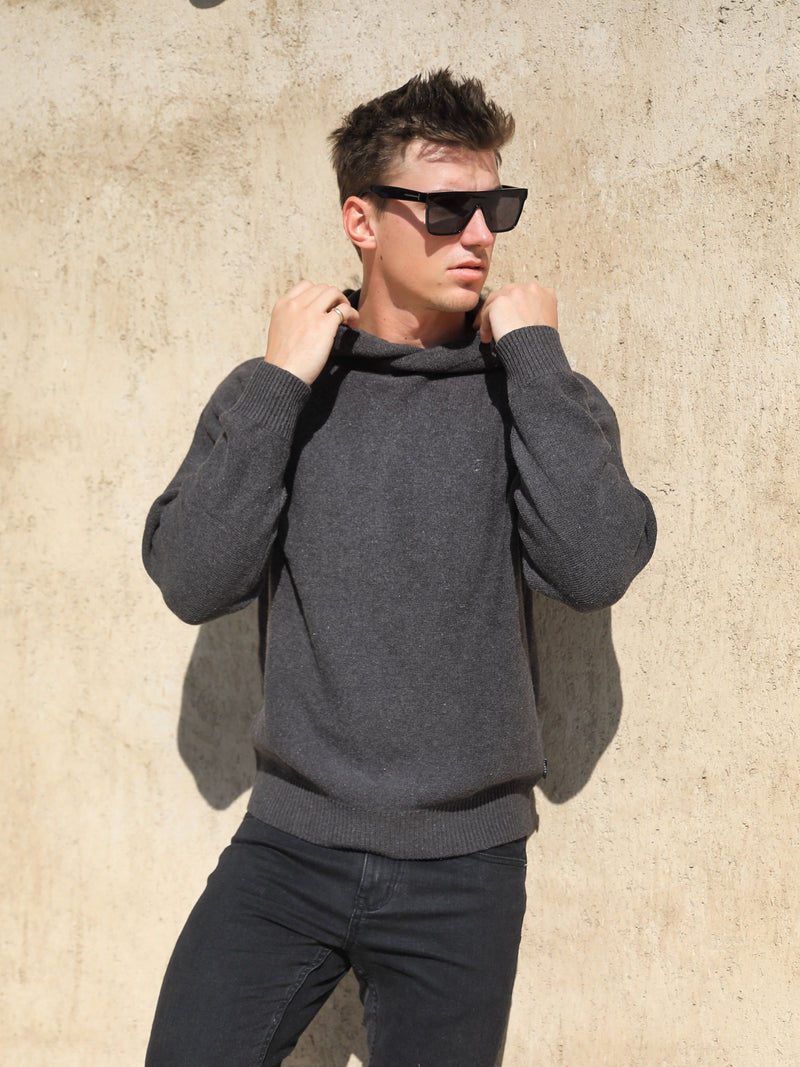 Huxley Knitted Hoodie - Charcoal