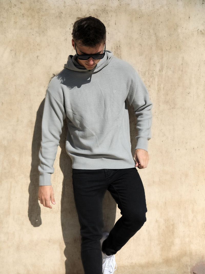 Huxley Knitted Hoodie - Pale Concrete