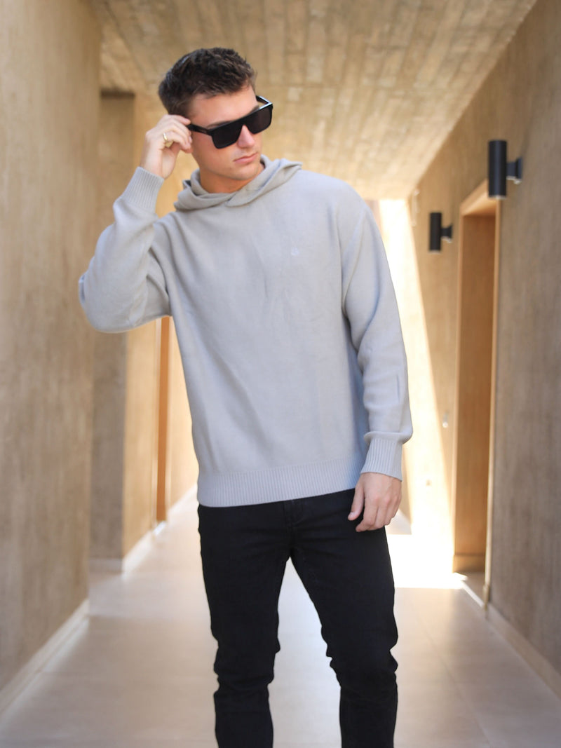 Huxley Knitted Hoodie - Pale Concrete