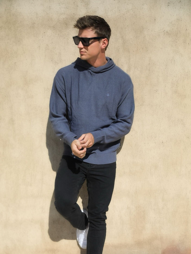 Huxley Knitted Hoodie - Utility Blue