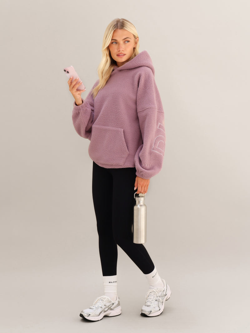 Borg Isabel Oversized Hoodie - Dusty Pink