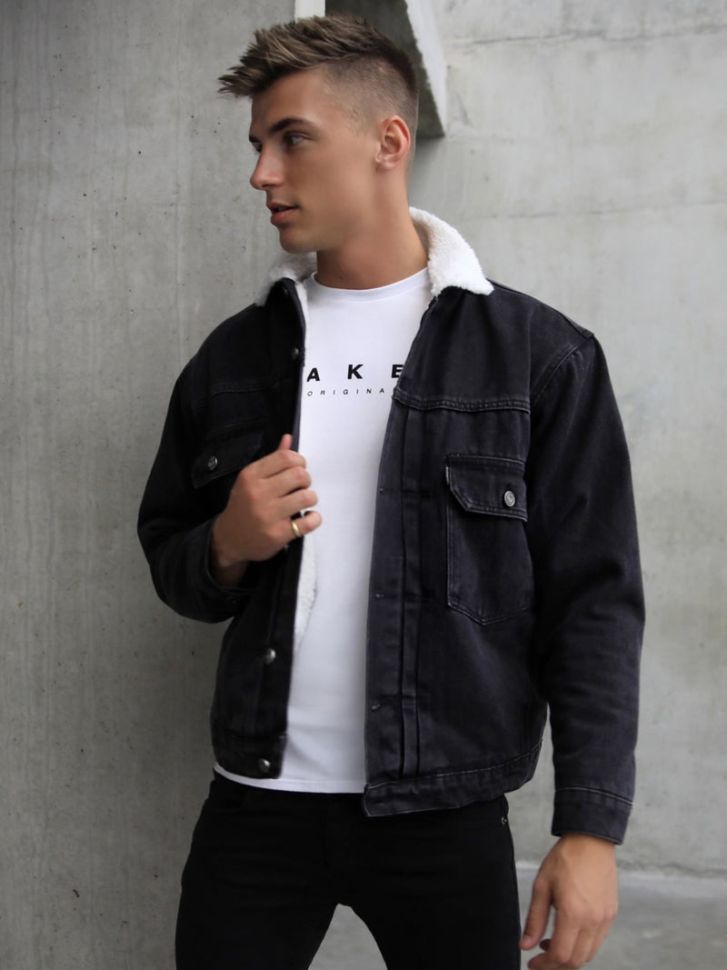 Raleigh Borg Denim Jacket - Black