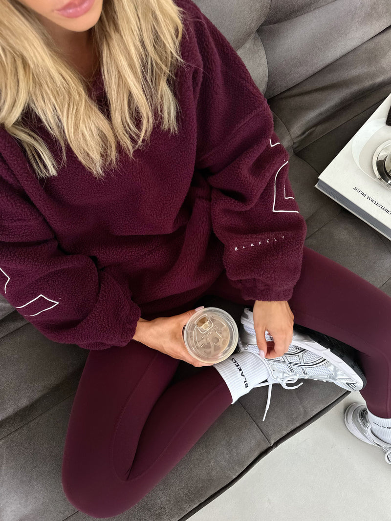 Borg Isabel Oversized Hoodie - Dunkle Kirsche
