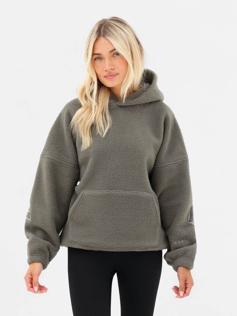 Borg Isabel Oversized Hoodie - Safari Green