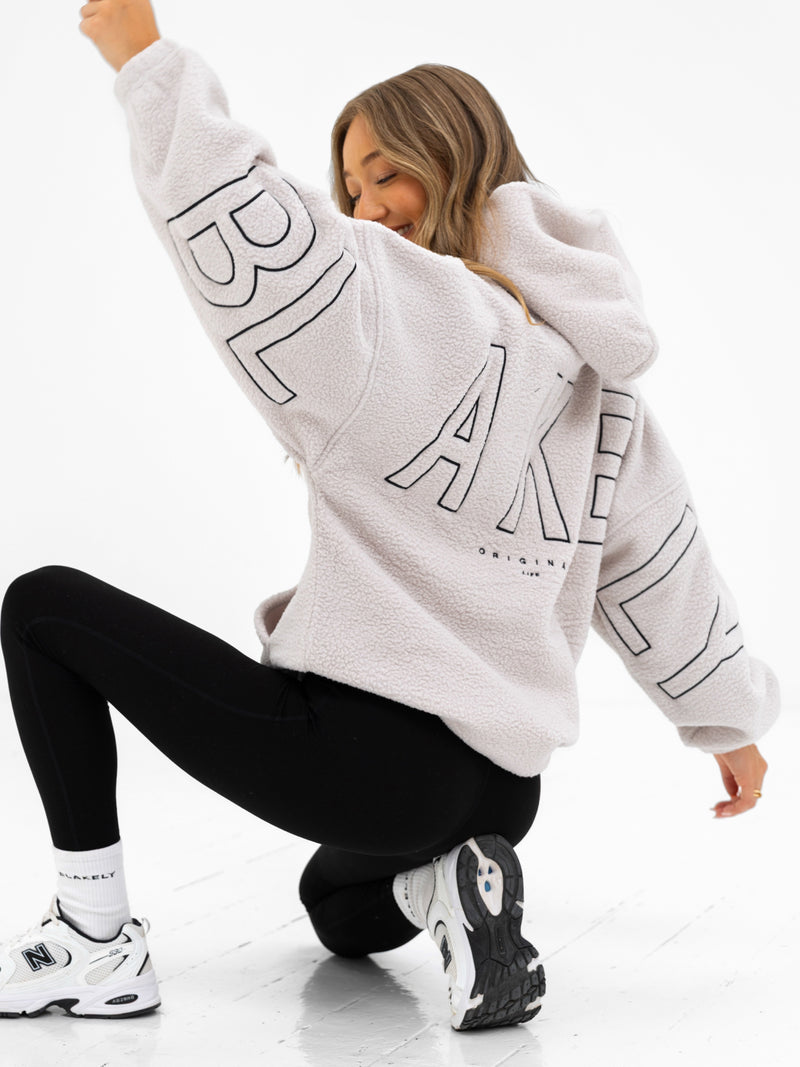 Borg Isabel Oversized Hoodie - Stein