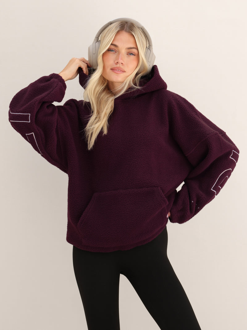 Borg Isabel Oversized Hoodie - Dunkle Kirsche