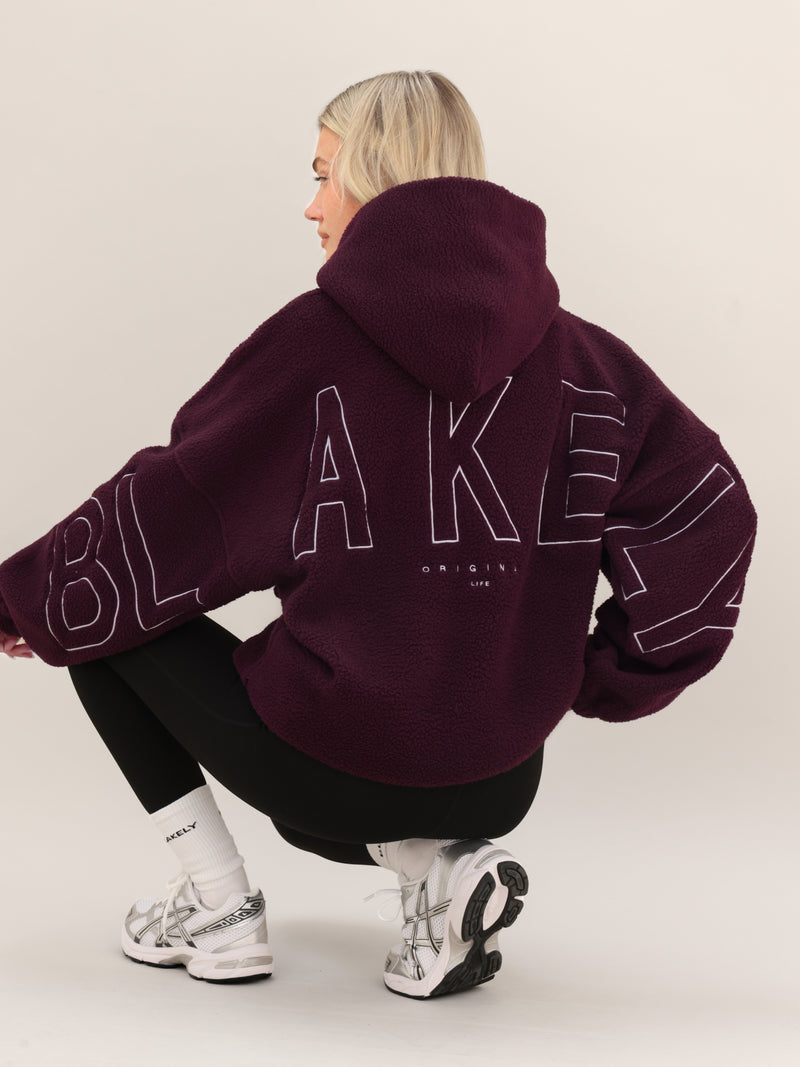 Borg Isabel Oversized Hoodie - Dunkle Kirsche