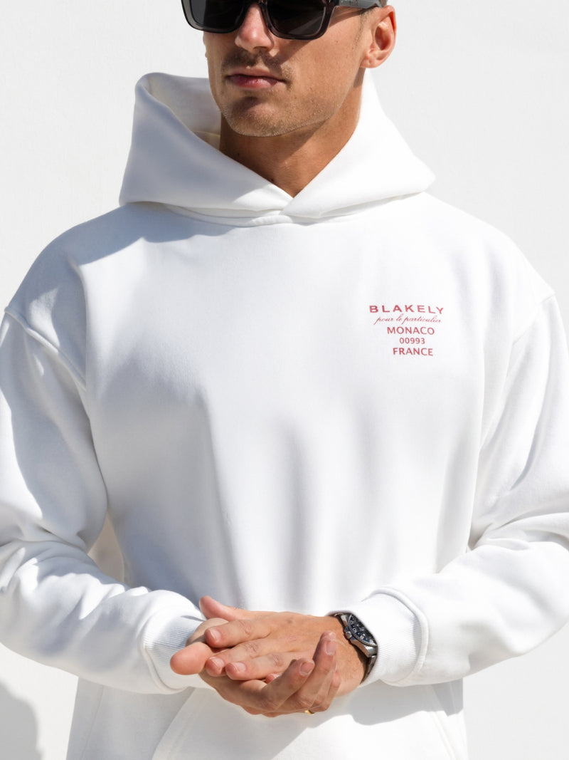 Monaco Relaxed Hoodie - White & Red