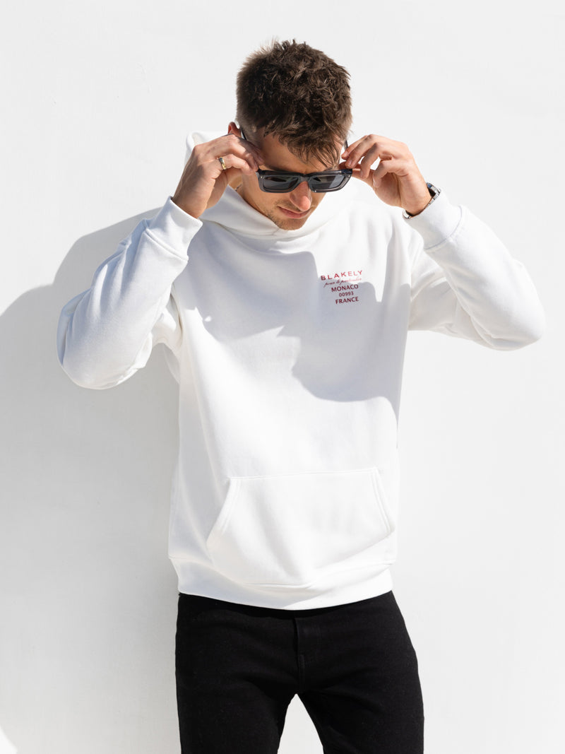 Monaco Relaxed Hoodie - White & Red