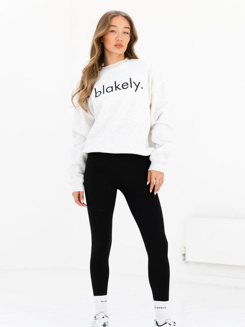 Logo Oversized Jumper - Marl White