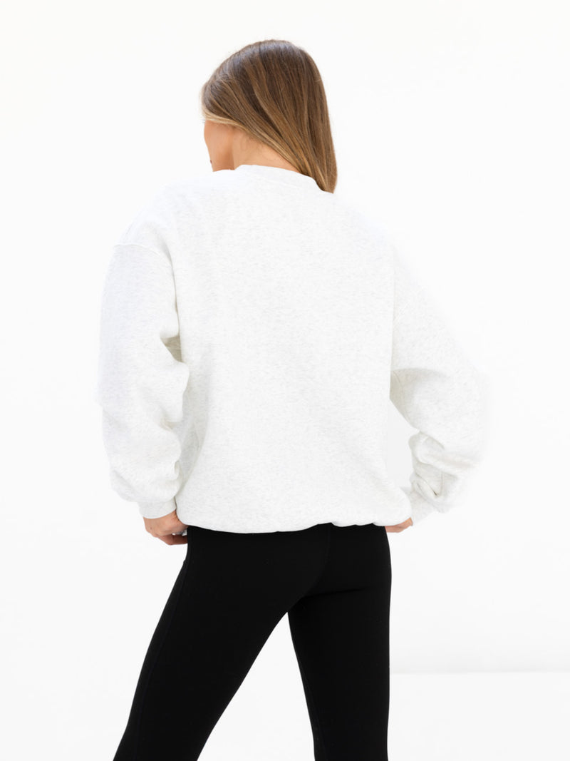 Logo Oversized Jumper - Marl White