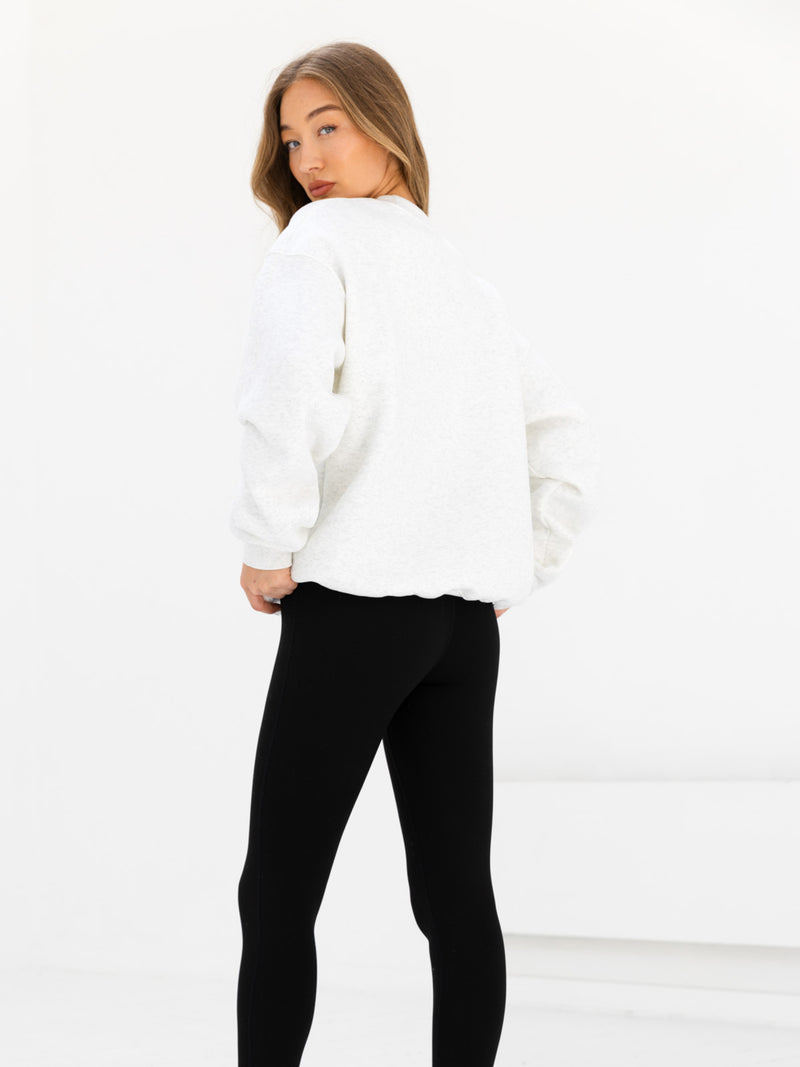 Logo Oversized Jumper - Marl White