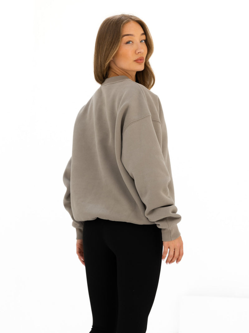 Logo Oversized Jumper - Washed Khaki
