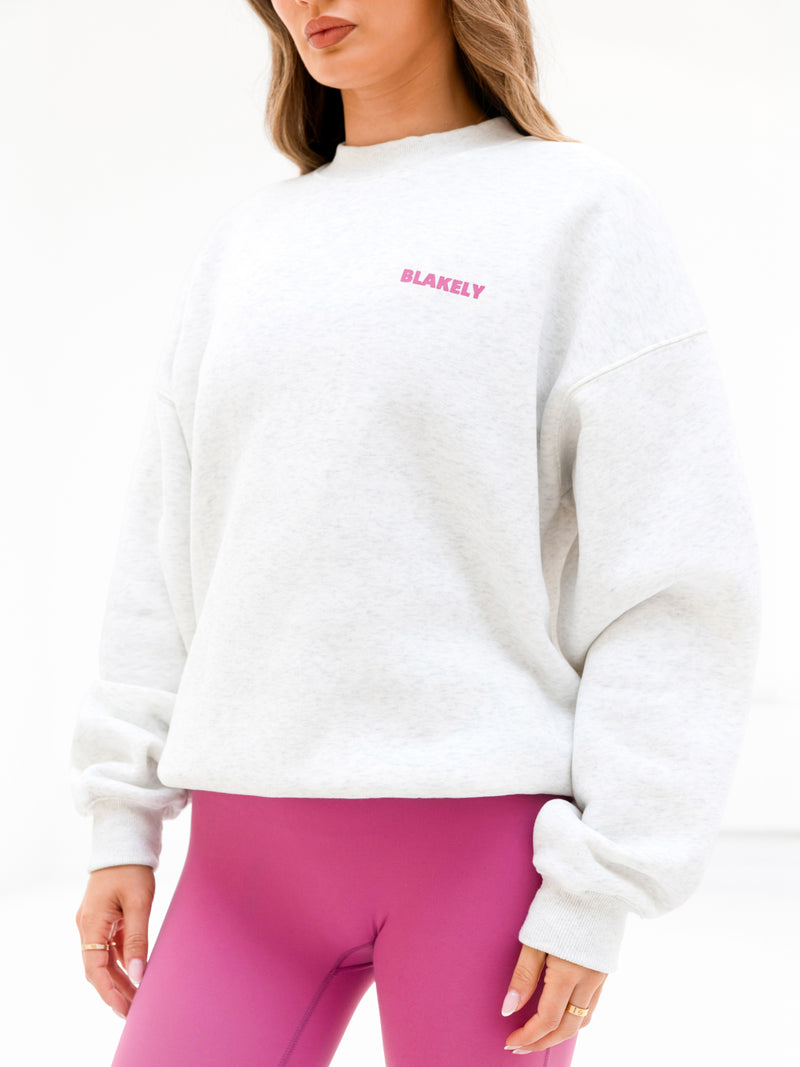 Amelie Oversized Jumper - Marl White & Pink