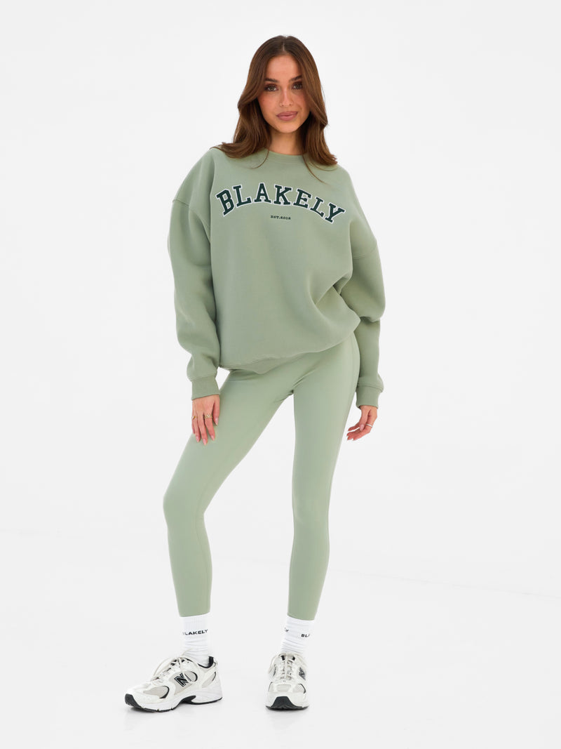 Varsity Oversized Jumper - Light Green