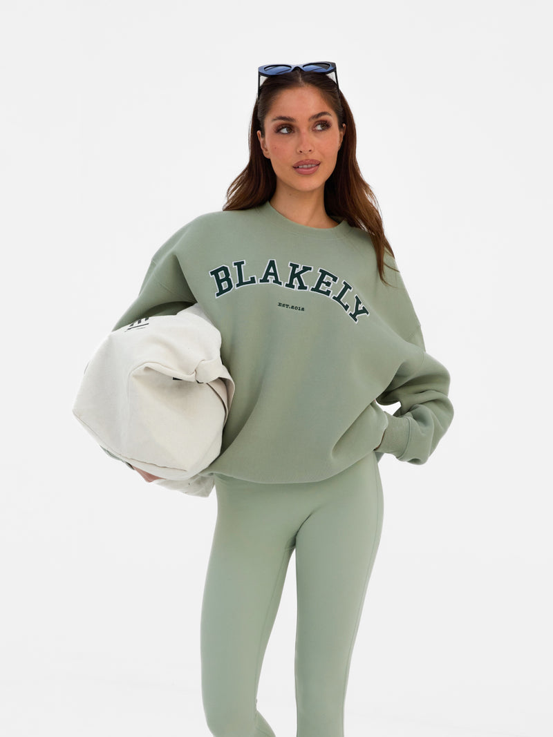 Varsity Oversized Jumper - Light Green