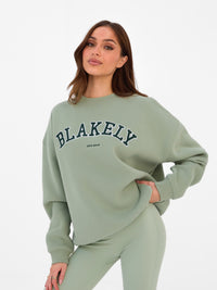 Varsity Oversized Jumper - Light Green