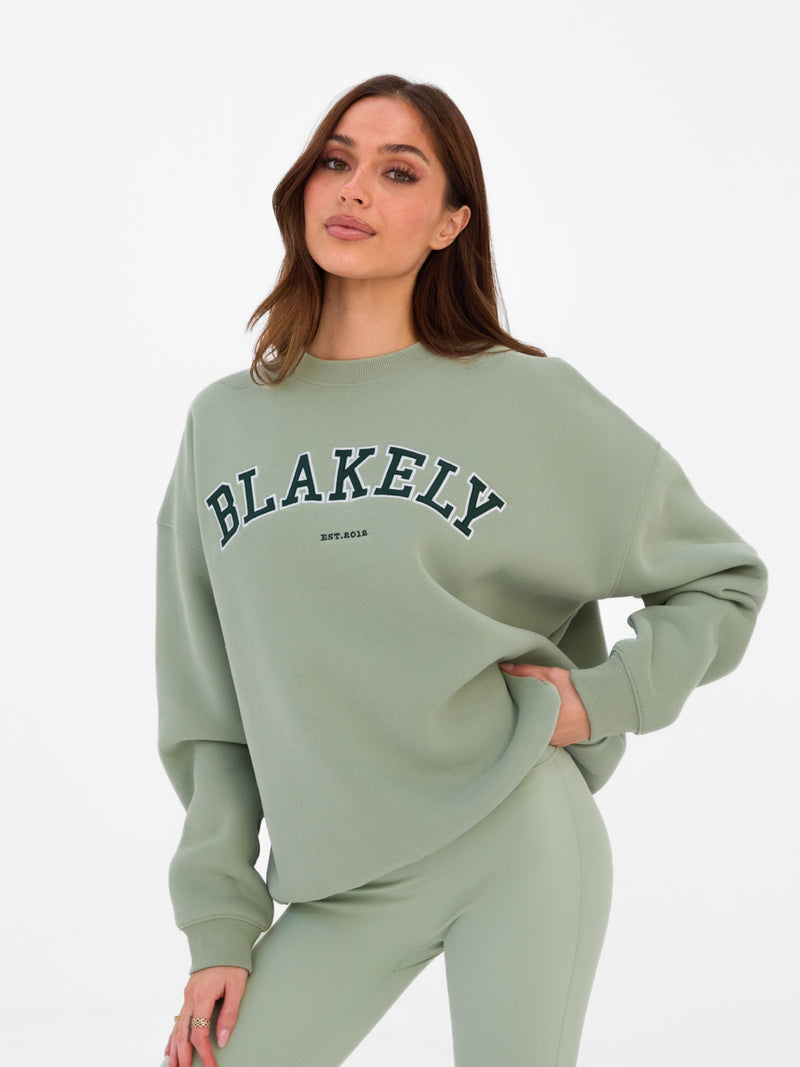 Varsity Oversized Jumper - Light Green