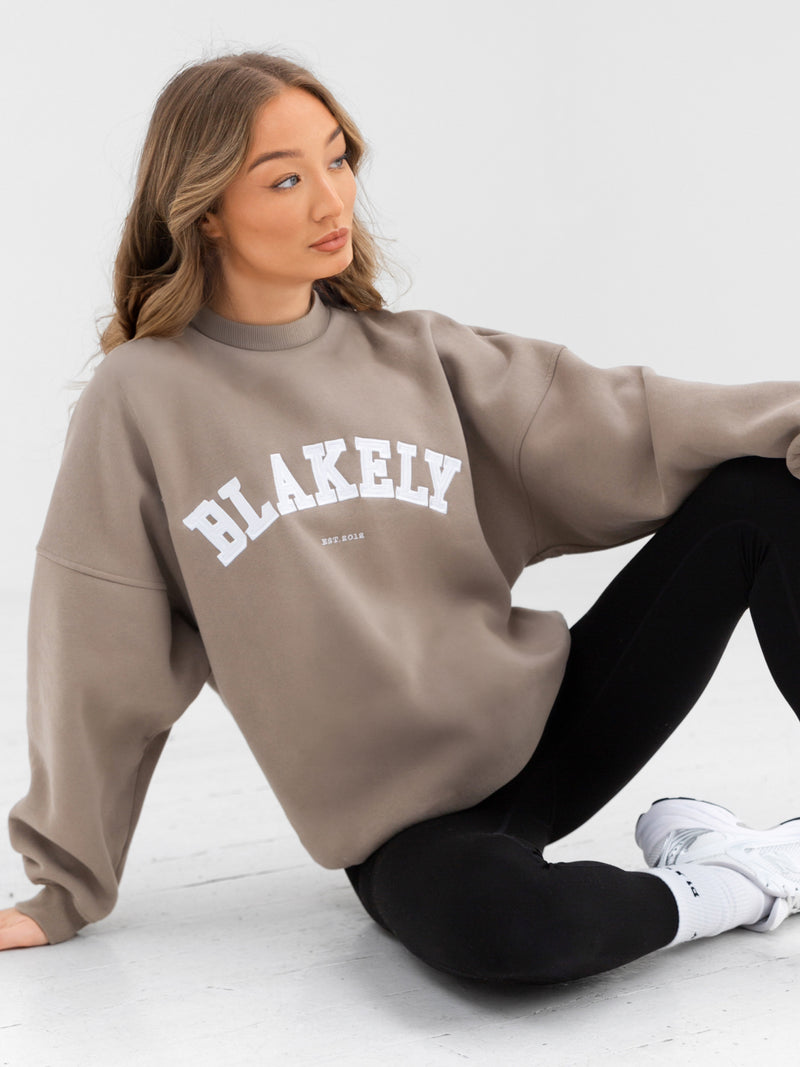 Varsity Oversized Jumper - Light Beige