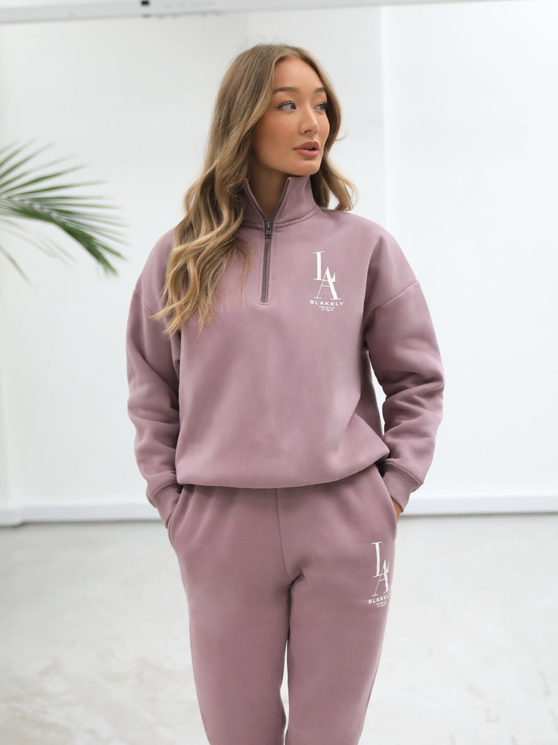 Studio 1/4 Zip Jumper - Dusty Pink